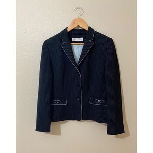 Tahari ASL Pinstripe blazer lined size 14 P black color